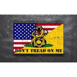 Firehouse Graphics American flag Don't Tread On Me Gadsden 1776 We The People weathered vinyl sticker decal (9"x16")