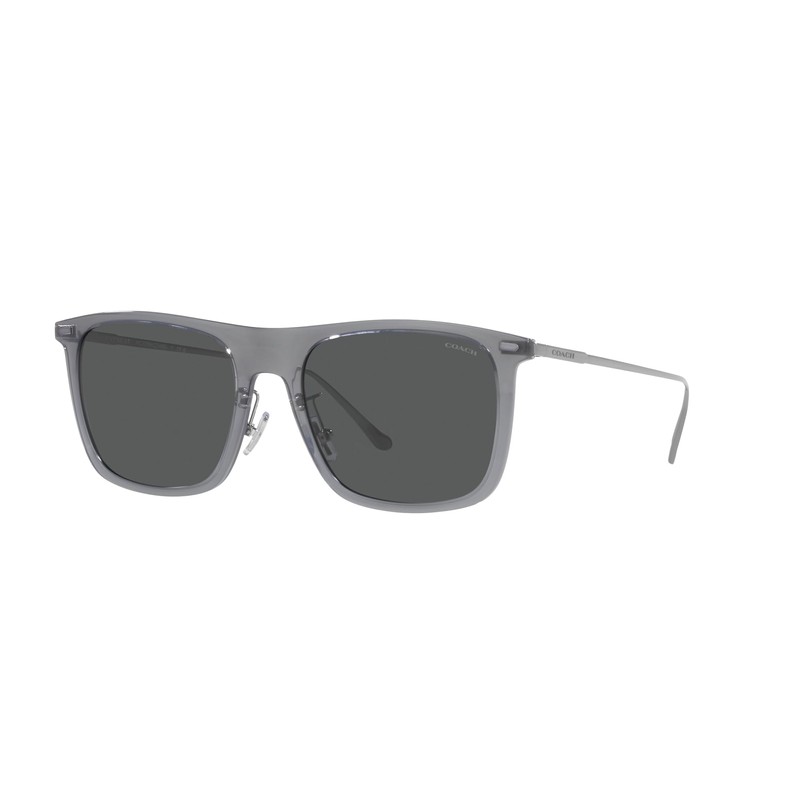 Coach HC8356 Sunglasses, Transparent Dark Grey/Dark Grey Solid, 56 mm