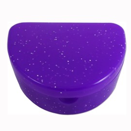 Slim Orthodontic Dental Case - Colour & Glitter Choices for Retainers, Bleaching Trays, Dentures & More (Glitter Purple)