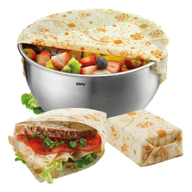 GEFU Beeways Beeswax Wipes Set, 3 Pieces, Wax Paper for Food: Sustainable, Reusable Cling Film, Environmentally Friendly