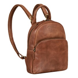 STILORD 'Ruby' Daypack Ladies Leather Backpack Small Leather Rucksack Vintage Handbag City Daypack for Going Out Shopping Pack S Genuine Leather, Colour:Andorra - Brown