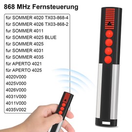 2 Stück 868MHz Fernbedienung Garagentor für Sommer 4020 TX03-868-4, 4020V000, 4025V000, 4026V000, 4 Kanäle, Fernbedienung für Sommer Handsender für APERTO 4025 4021