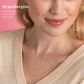 KEZEF 18k Gold Plated 925 Sterling Silver Cable Chain Necklace for Women, 1mm Diamond-Cut Durable, Thin, Elegant Jewelry, Made in Italy: 16 Inch (Very Short)