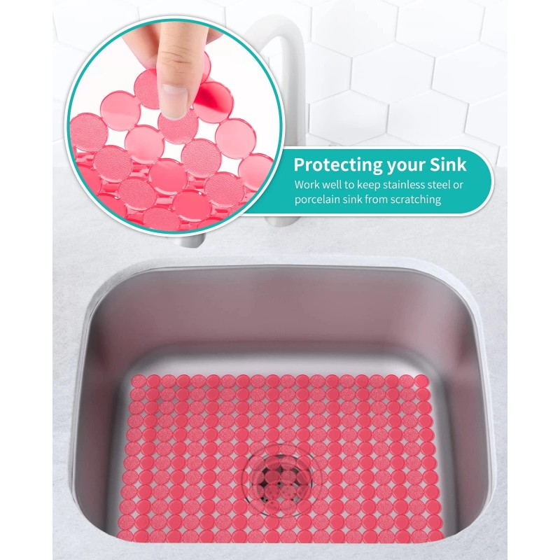 Bligli 2-Pack Kitchen Sink Mat: PVC Eco-Friendly Adjustable Sink Protector