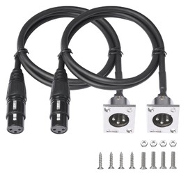 2 Pack XLR Pass Through Cable, 2FT,Stage Box 3 Pin D-Type XLR Female to Male for Patch Panel, Floor Box - No Solder for Pro Audio Installations Silver-Plated Copper Conductor No Solder