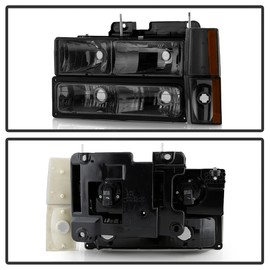 ACANII - For Smoked 1988-1993 Chevy Suburban Silverado Sierra Headlights Corner Bumper Lights Driver + Passenger Side