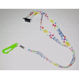 PEZ COLLECTABLE LANYARD  18" Long  CANDY MASCOT white w/ logo and Green Clip