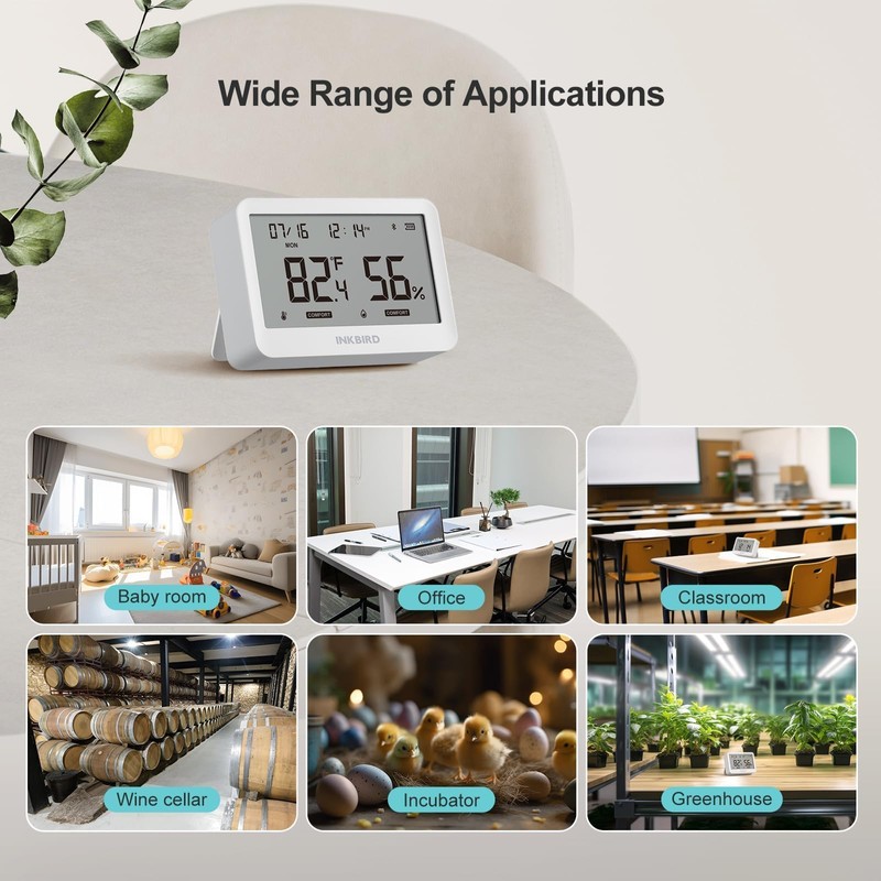 INKBIRD ITH-21-B Bluetooth Thermometer Hygrometer, Indoor Temperature Humidity Sensor with