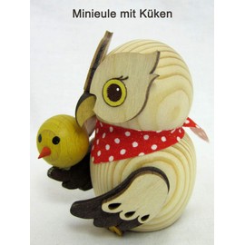 Kuhnert - Decoration / Wooden Figure - Mini Owl with Chick - Approx. 7 cm - Made in Germany