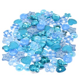 Blue 100 Mix Acrylic & Resin Buttons & Flatbacks for Cardmaking Embellishments