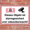 Sign "Objekt alarmgesichert und videoüberwacht" Sign 300 x 200 mm