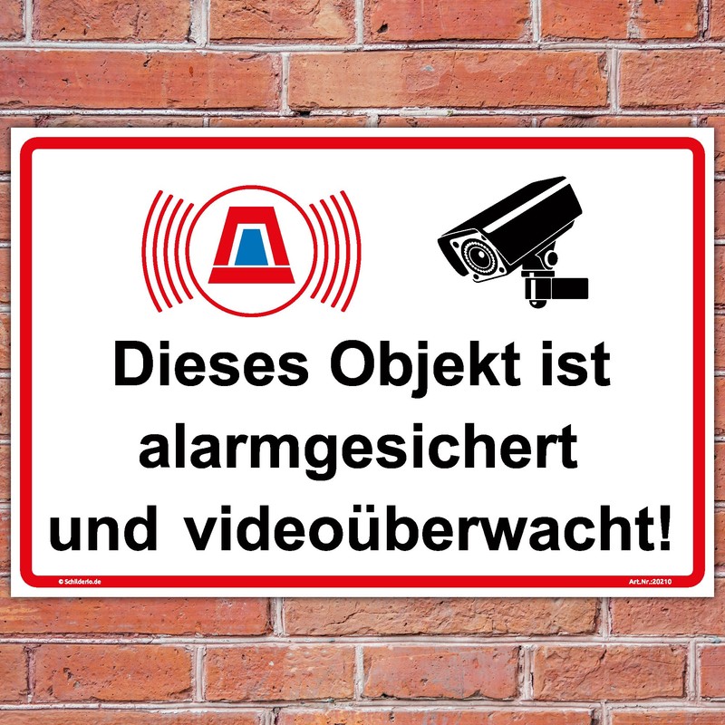 Sign "Objekt alarmgesichert und videoüberwacht" Sign 300 x 200 mm