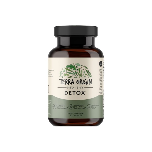 TERRA ORIGIN Detox | Cleanse and Probiotics | 30 Veggie Capsules with 5B CFU | Metabolism Booster with Licorice Root Extract, Amla Fruit, Senna Leaf, Ginger Root and Fennel Seed and More!