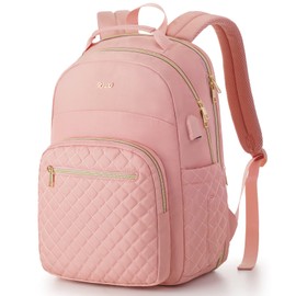 RJEU Laptop Backpack Women 15.6in,Anti-theft Rucksack Handbag for Work Travel Cabin,Smart School Backpack Girls College Bag for Office Uni Commuting,Gifts for Ladies,Pink