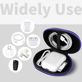 MOLOVA for Earbuds Carrying Case, Small Oval Storage Cases, Portable Storage Earbud Pouch Bag for Earbuds, in-Ear Headphones, Earphones, Headsets, USB Charging Cable, Purple