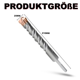 METOTY SDS Plus Drill Bit 25 mm x 210 mm, with 4 Carbide Cutting Edges, Head with Coating, Masonry Drill, Hammer Drill, Concrete Drill, for Stone, Concrete, Natural Stone, Brick Wall