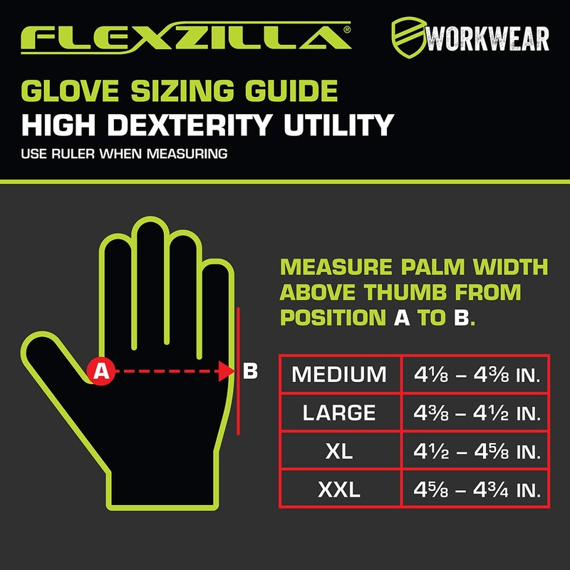 Flexzilla GH100XXL High Dexterity, Synthetic Leather, Black/Gray, XXL Utility Gloves,