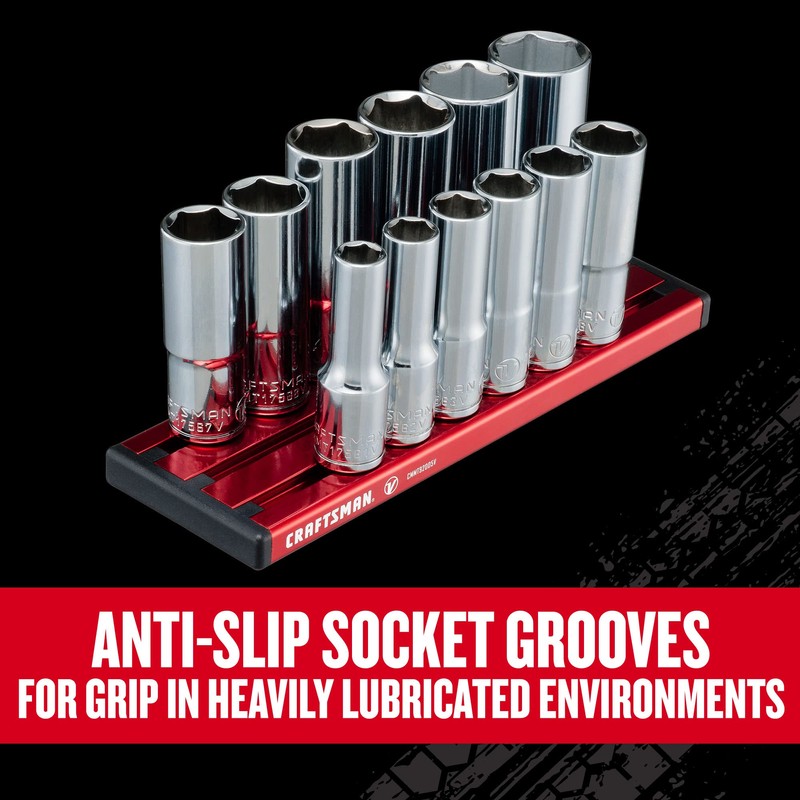 CRAFTSMAN V-SERIES Socket Set, Deep MM, 3/8 Inch Drive, 12