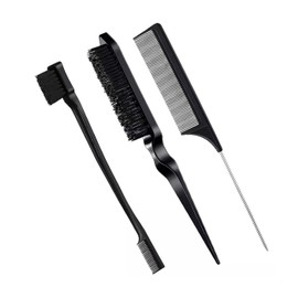 3 Pezzi sleek bun brushes, sleek bun brush, Pettini Spazzola, Spazzola Capelli Setole, Pettine a Code Robusto, Pettine a Doppia, Pettine per Stuzzicare Professionali per Salone Parrucchieri Donne