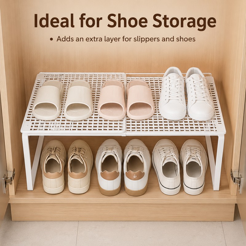 Adjustable Wardrobe Shelf for Clothes & Shoes – Expandable Metal