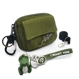 EDC Coin Pouch for Men with Crocodile Keychain Hooks Waterproof Nylon Zipper Wallet with Side Pocket Crocodile Pin For Boy