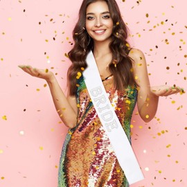 LUOTIVON 1 Pcs White Bride Sash, Bride Pearl Sash for Bachelorette, Bach Party Favors Accessory