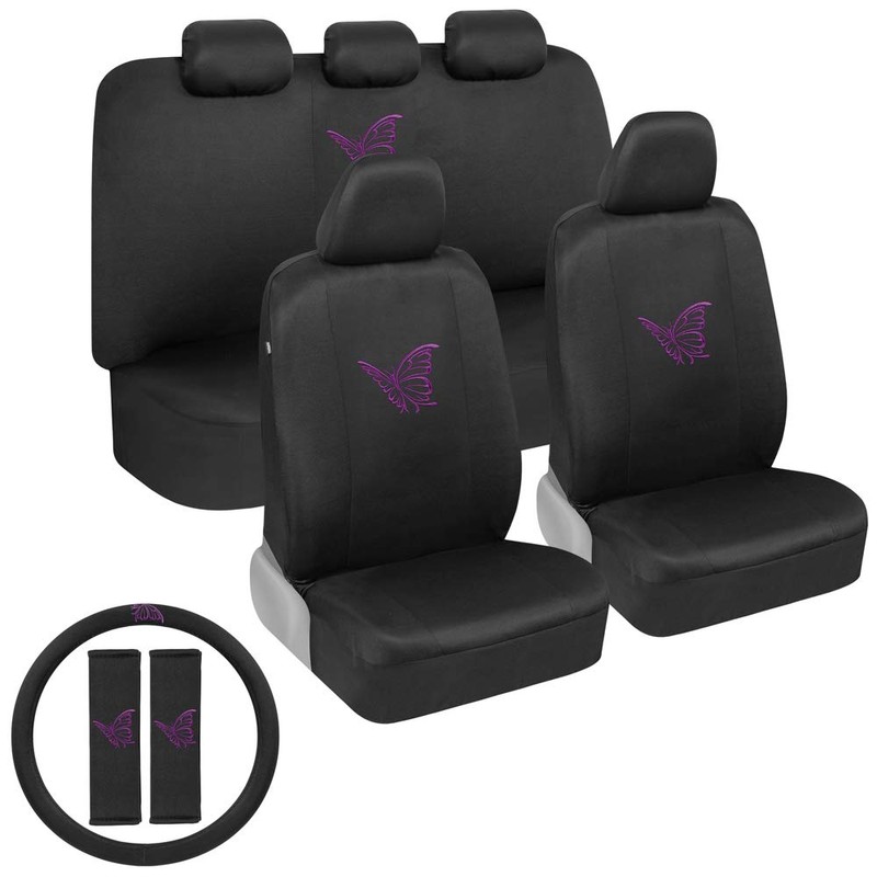 BDK Purple Butterflies Car Seat Covers for Women, Full Set