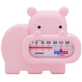 Empex TG-5133 Weather Meter, Air Trio, Floating Hot Water Thermometer, Made in Japan, Hippo, Pink, 4.1 x 3.5 x 1.4 inches (10.5 x 8.8 x 3.5 cm)