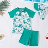Achiyi Little Boy Dinosaur Rash Guard Sets with Sun Hat