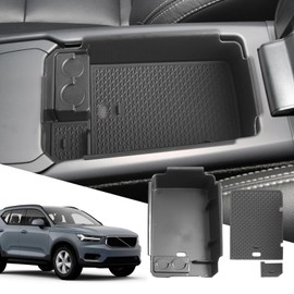 SXCY for 2018-2024 2025 XC40 Center Console Organizer for Volvo XC40 Accessories 2024 2025 XC40 Center Console Tray 2024 XC40 Armrest Console Organizer(with Coin Holder)