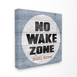 Stupell Industries No Wake Zone Beach Plank Canvas Wall Art, 24 x 24, Multi-Color