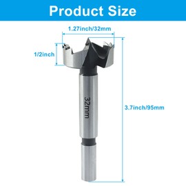 OSVJE 1-1/4 Inch(32mm) Forstner Drill Bits for Wood, Plywood, and Plastic - Precision Woodworking Tool with Stable Storage Case, High-Carbon Steel