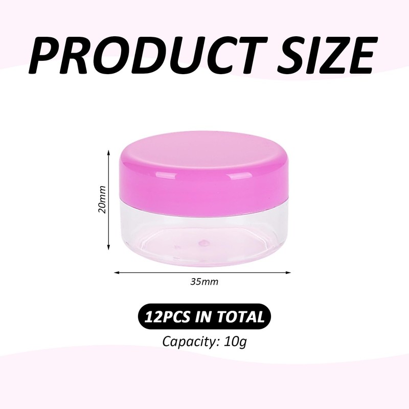 12 Multi-Color Plastic Cream Jars, Mini Lotion Containers, Portable Cosmetic