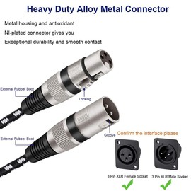 Greluma 1 Piece 6.5ft 3 Pin XLR Male to Female Microphone Cable Braided Nylon Microphone Cable (XLR Male to Female) Oxygen Free Copper (OFC) for Audio and Sound Equipment