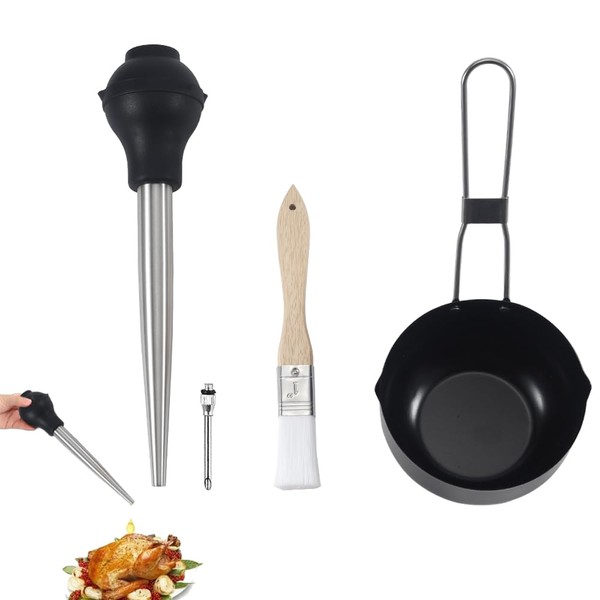 Meat Marinade Injector n BBQ Seasoning Basting Pot with Brush