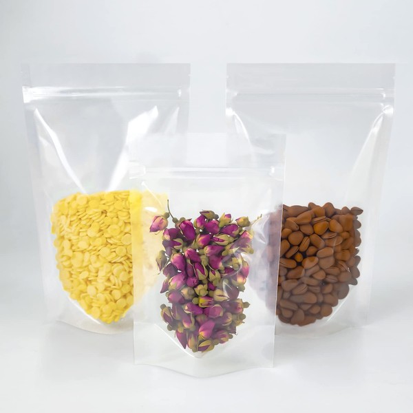 100 Pcs Resealable Bags,4.3" x 6.7"Clear Stand Up Food Bags,Zip