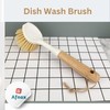 Afnax Dish Cleaning Brush with Handle Built in Scraper, Bamboo