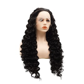 LUSHY BEAUTY Hair Synthetic Lace Front Wig Curly Long 26inch Darkest Brown Heavy Density Realistic Wig