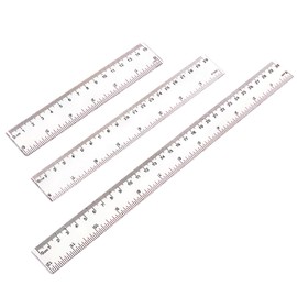 DHWEKU 3-Piece Ruler Set, Ruler 20 cm, 30 cm Ruler, 15 cm Flexible Ruler, Ruler 30 cm, Plastic Ruler, Transparent Precision Ruler Measuring Tool for School, Office, Home