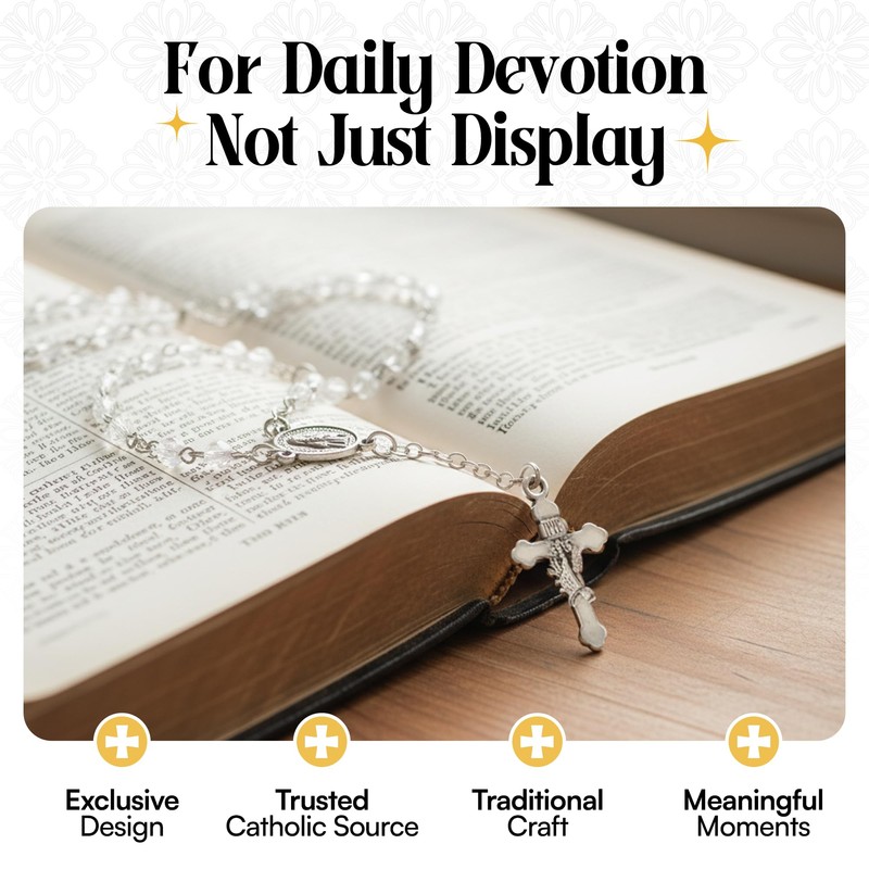 Catholic Rosary Beads with Metal Keepsake Gift Box Set (Padre