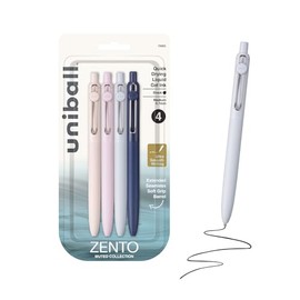 Bolígrafos de gel uni-ball Zento, 4 bolígrafos negros de punta media con escritura suave, bolígrafos japoneses de colores, colores apagados