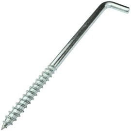 AERZETIX - C58024 - Set of 10 Screw Hooks in Shape L for Screwing Diameter 6 x 100 mm - Square Hook with Self-Tapping Screw - Galvanised Steel - Colour Silver