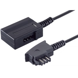 1x 3.0m - Telefon-Verlängerung 6-adrig TAE-N Stecker - TAE-N Kupplung Telefonkabel Schwarz