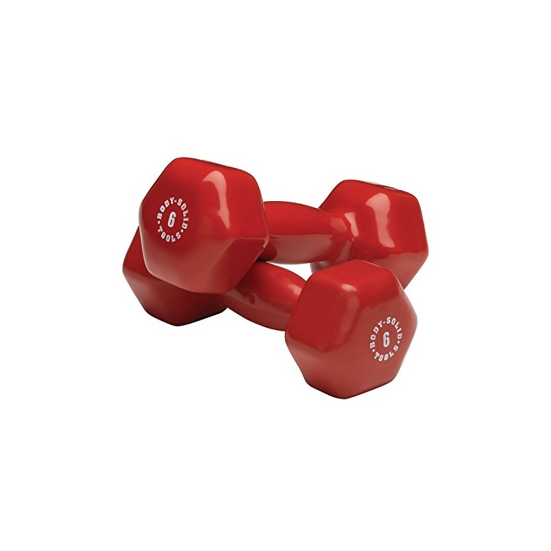 Body-Solid Tools BSTVD6PR Vinyl Dumbbells 6lb - Pair, Red