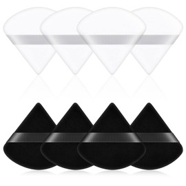 Ainiv 8PCS Triangle Wedge Makeup Powder Puffs, 2.76 Inch Pure Cotton Soft Velour Cosmetic Foundation Sponge for Loose Mineral Body Powder, Makeup Tool (Black & White)
