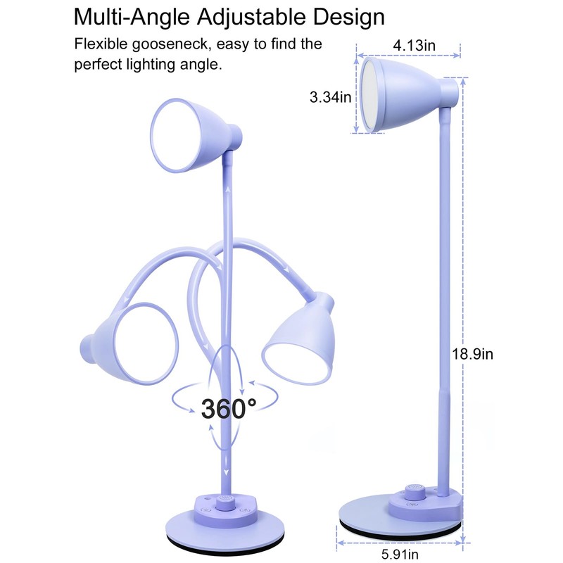 BOHON LED Desk Lamp with USB Charging Port, 3 Color