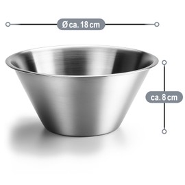 com-four 4-Piece Stainless Steel Bowl Set - Stackable Salad Bowl - Stainless Steel Bowl for Baking, Serving and Snacking - Mixing Bowl - Water Bowl for Pet - Metal Bowls - Dipping Bowls