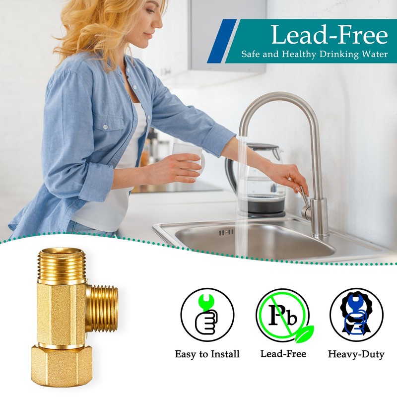 Water Line Adapter Splitter Tee Valve - Brass Dishwasher Toilet