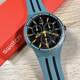 Swatch NEW Swatch XX SPEED SUSG401 Men's Soft Plastic Green Orange Watch Chronograph