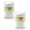 JUVITUS (2 pack) Airless Pump Refillable White and Gold Jar